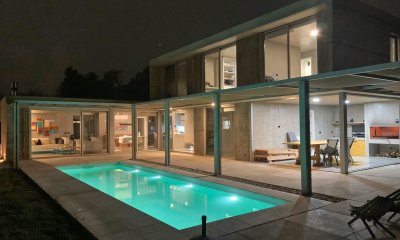 Barrio Privado. Minimalista, 4 dorm, piscina, 2 garajes. Losa radiante.