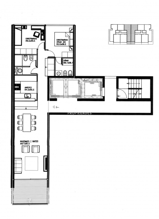 Apartamento ID.1437 - Apto 2 dorm, central, 2 baños y balcón piso bajo. 