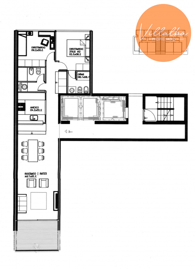 Apartamento ID.1437 - Apto 2 dorm, central, 2 baños y balcón piso bajo. 