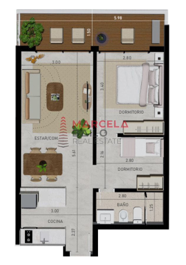 Venta departamento de 1 dormitorio en AIDY GRILL - BAI1196A