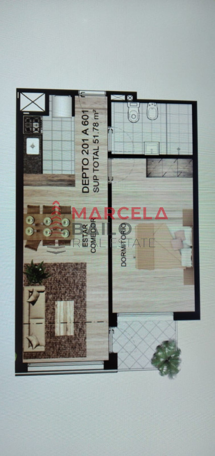 Apto 1 dorm. con balcón - BAI997A