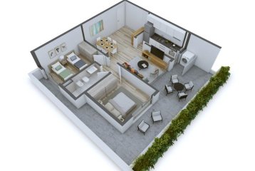 Apto 2 dorm, 1 baño y balcón