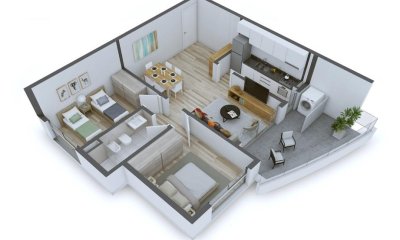 Apto 2 dorm, 1 baño y balcón