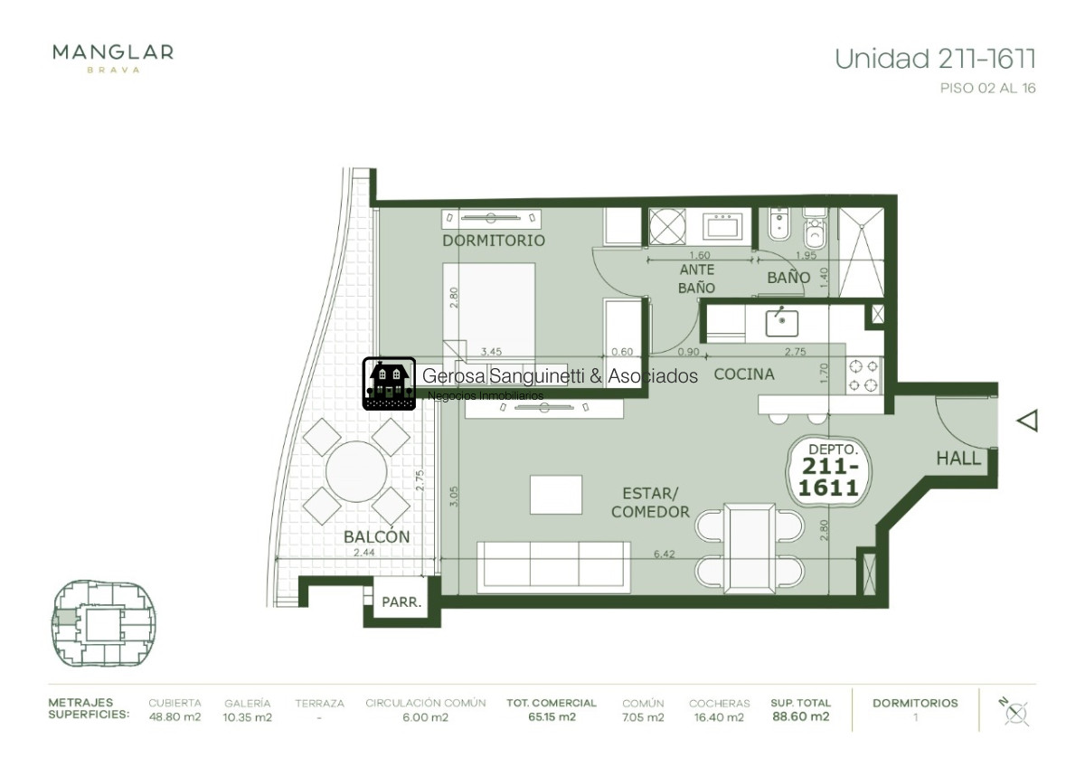 Apartamento ID.3245 - Ideal apartamento de 1 dormitorio en Manglar Brava 