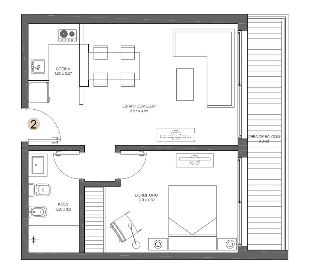 Apartamento en Diamond Residences, 1 dormitorio - LAT2261A