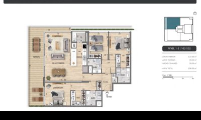 Mansa, apartamento 3 dormitorios 2 suites