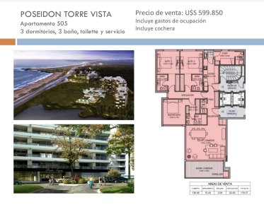Departamento en Venta de 3 Dormitorios en Edificio Poseidon, Punta del Este