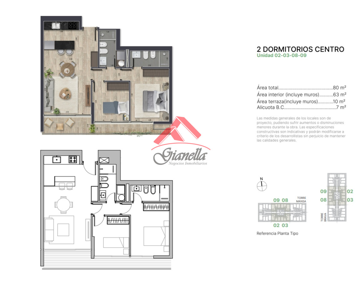 Apartamento ID.2260 - En venta apartamento de 2 dormitorios,  con agradable vista en Mansa, Punta del Este