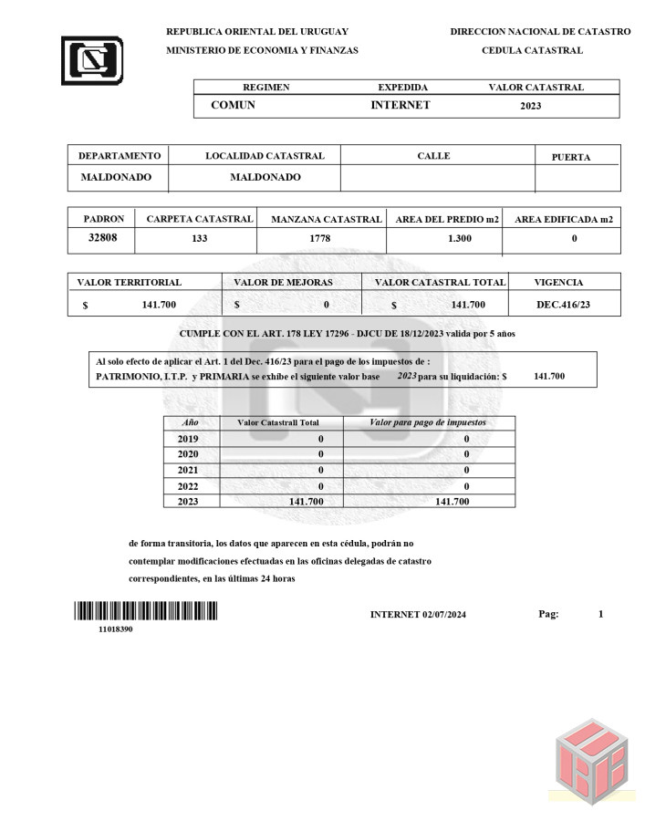 Terreno ID.8895 - Terreno 1300 mts 2 a la venta en Punta del Este