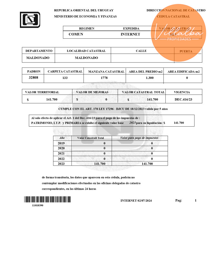 Terreno ID.3226 - Terreno 1300 mts 2 a la venta en Punta del Este