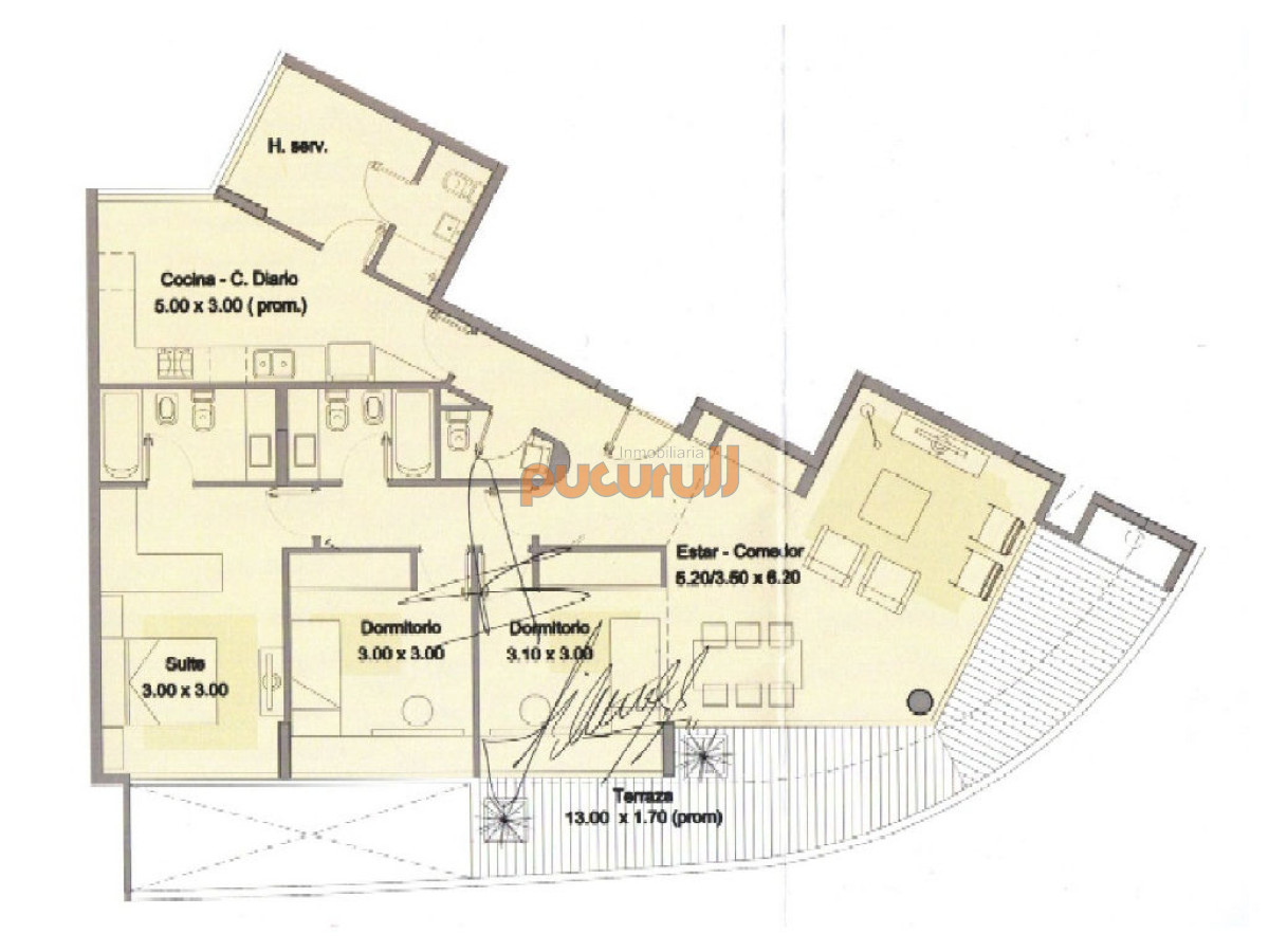 Apartamento ID.1481 - Departamento de 3 dormitorios en venta. Gran Oportunidad en Mansa.