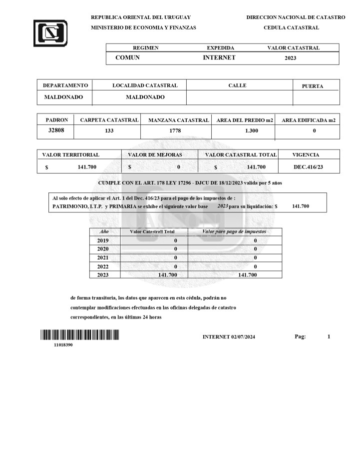 Terreno ID.2304 - Terreno 1300 mts 2 a la venta en Punta del Este