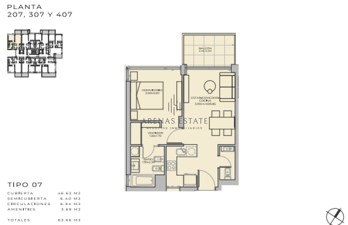 Apartamento ID.3903 - Departamento de 1 dormitorio en venta - Lanzamiento Margherita A Mare Residences