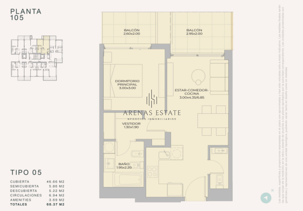 Apartamento ID.3903 - Departamento de 1 dormitorio en venta - Lanzamiento Margherita A Mare Residences