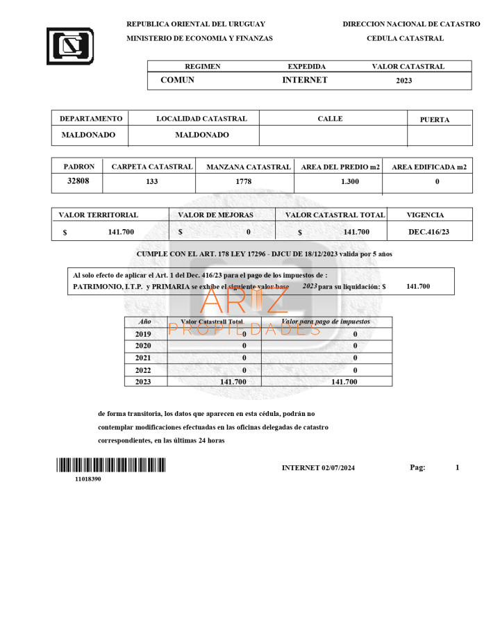 Terreno ID.2046 - Venta Terreno 1300 mts 2 a la venta en Punta del Este Pinares Parque Burnett REBAJADO!
