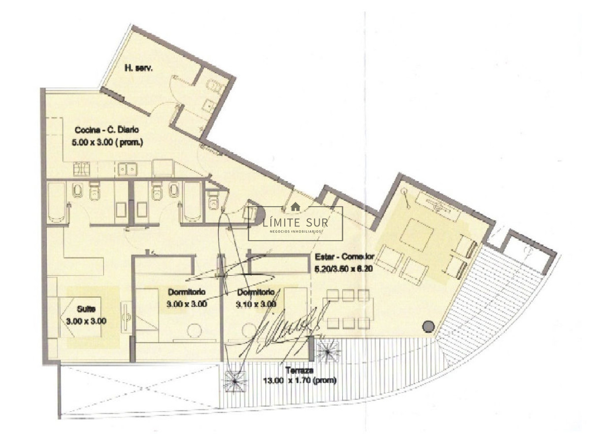 Apartamento ID.214 - Departamento de 3 dormitorios en venta. Gran Oportunidad en Mansa.