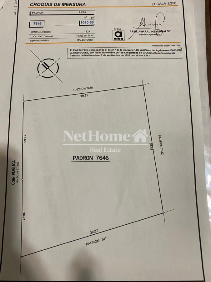 Terreno ID.252 - Zona Golf Terreno 1000m2 cercado.