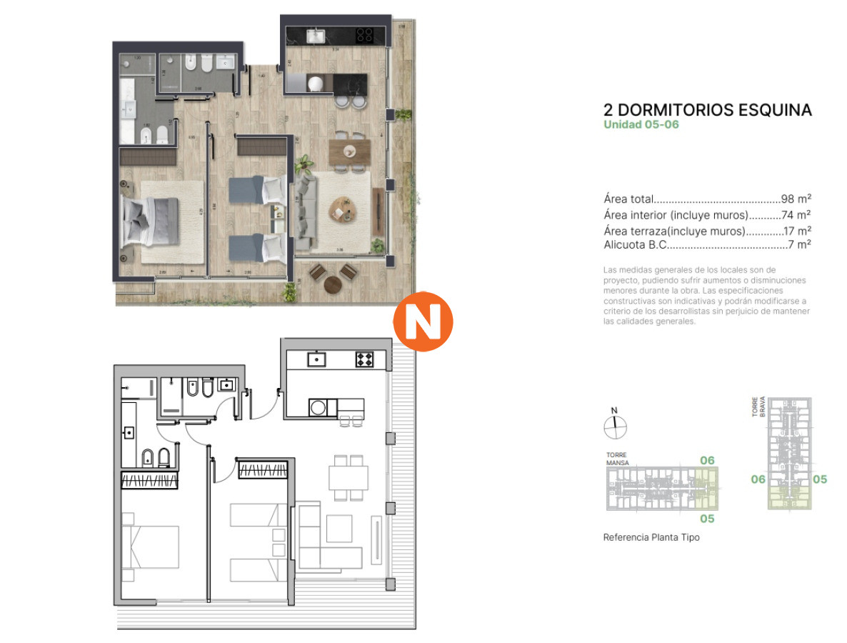 Apartamento Ref.225936 - Apartamento en venta en Torres del Este Brava de 1 dormitorio- Chiverta, Punta del Este