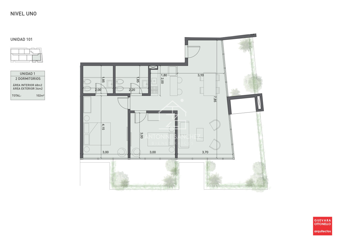 Apartamento ID.2241 - PreLanzamiento EXCLUSIVO  compre con financiacion 1 dorm en venta. Edif. Genova