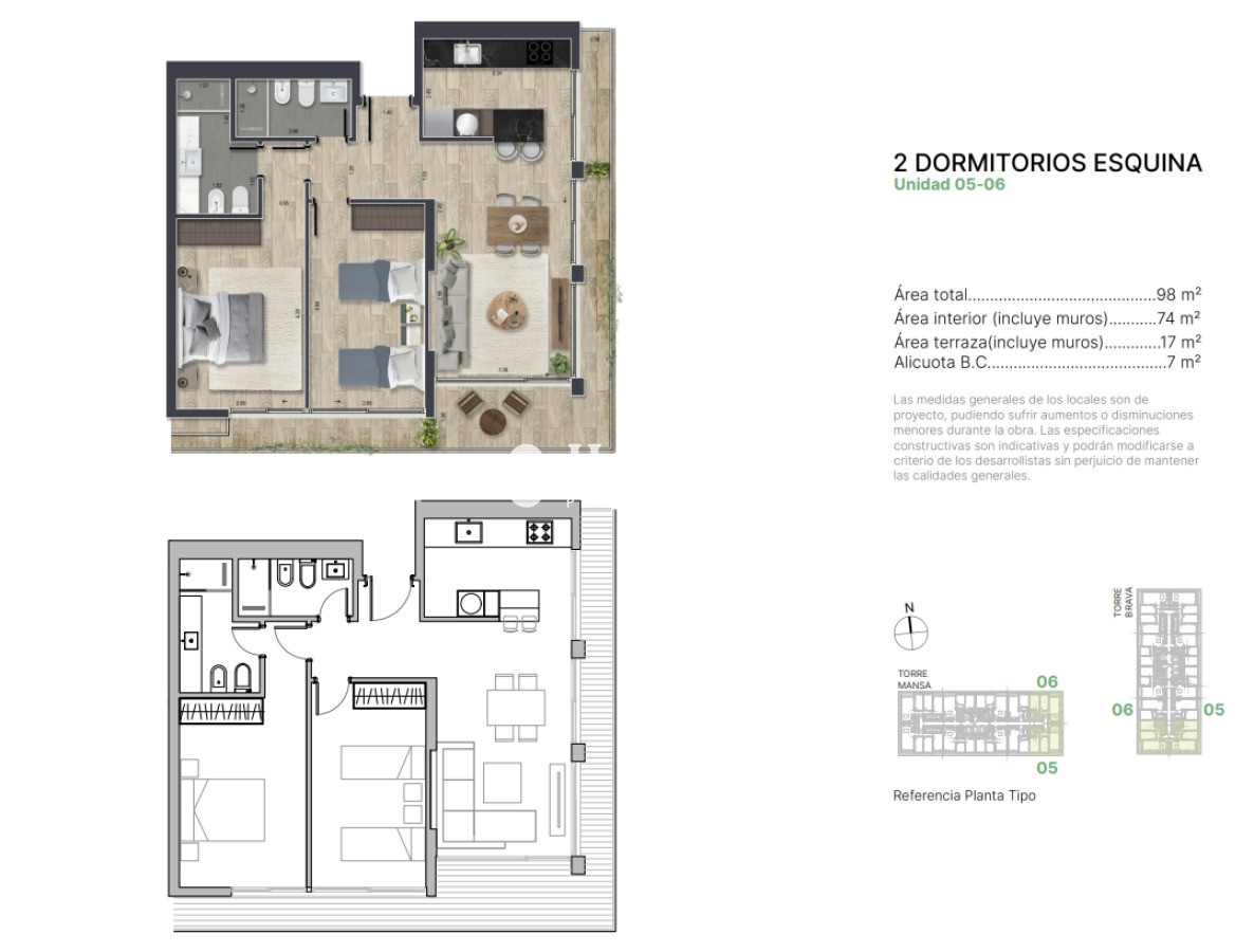 Apartamento ID.1273 - En venta apartamento a metros del mar de 2 dormitorios 