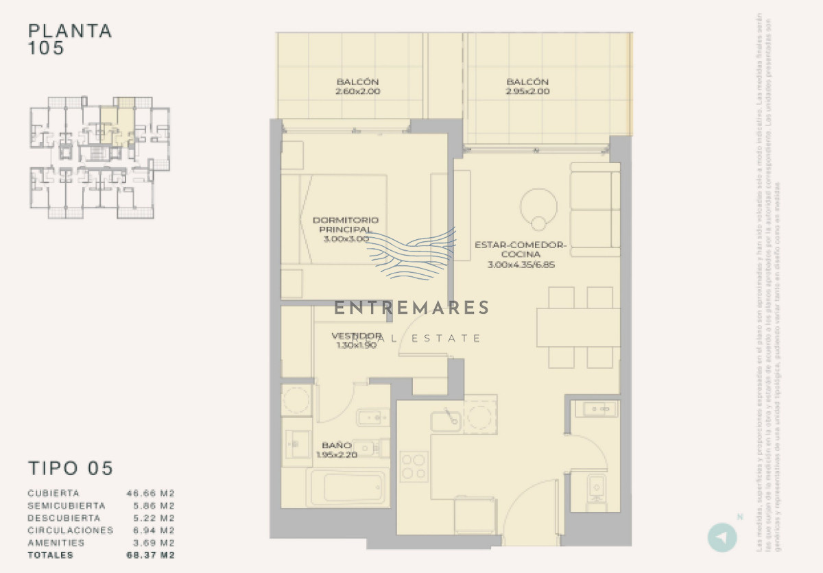 Apartamento ID.502 - Departamento de 1 dormitorio en venta - Lanzamiento Margherita A Mare Residences