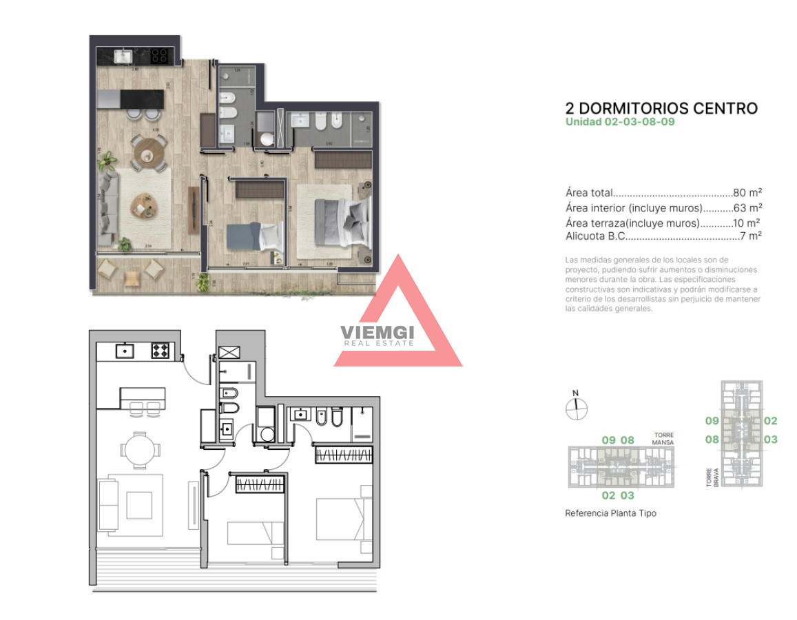 Apartamento ID.353 - En venta apartamento de 2 dormitorios,  con agradable vista en Mansa, Punta del Este