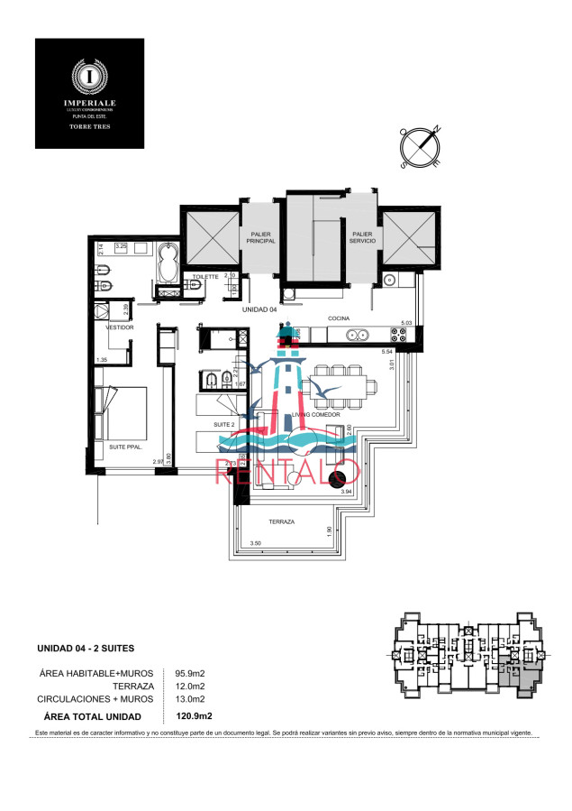 Apartamento ID.349 - Departamento de 2 dormitorios, edificio Imperiale.