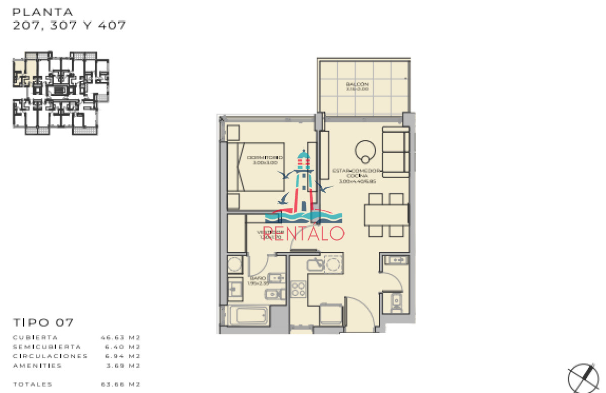 Apartamento ID.527 - Apartamento de 1 dormitorio en pozo en Punta del este