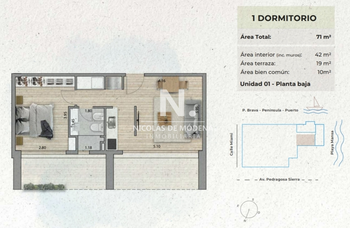 En venta apartamento de 1 dormitorio en Mansa Town, ideal para inversión  - NDM30545A