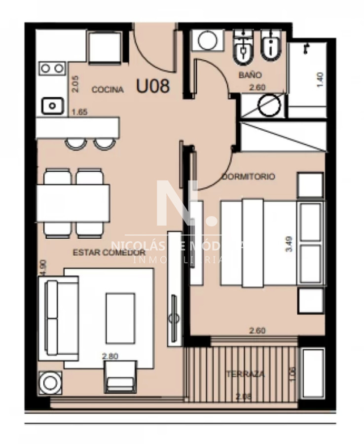 Departamento en venta muy cómodo e iluminado de 1 dormitorio en suite - NDM14905A