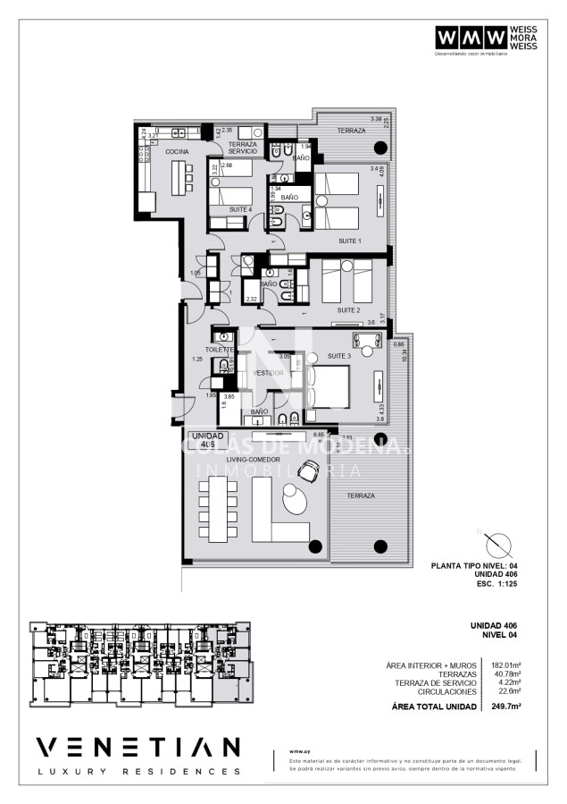 Departamento de 4 suites en venta frente al mar. Venetian Luxury, Punta del Este - NDM19649A