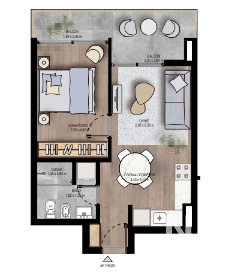 En venta apartamento de 1 dormitorio en Mansa, Punta del Este.