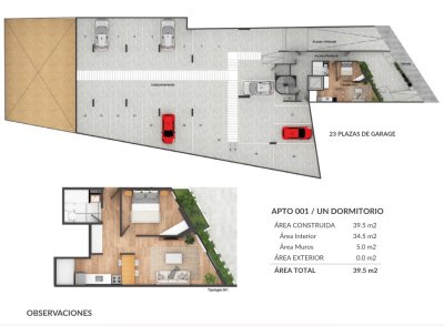 Venta departamento de 1 dormitorio en Punta Carretas con amenities