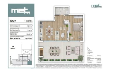 Espectacular Apto de 1 Dormitorio al frente con Amplia terraza. Barrio Sur - Montevideo