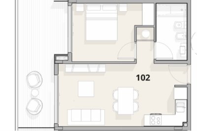 En venta apartamento en Mansa, Punta del Este de 1 dormitorio.