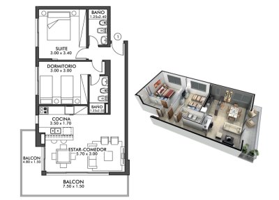 En venta apartamento de 2 dormitorios en Aidy Grill, Punta del Este
