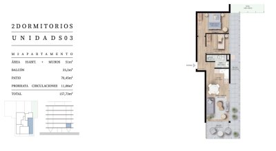 Apartamento en Mansa, Punta del Este de 2 dormitorios en venta.
