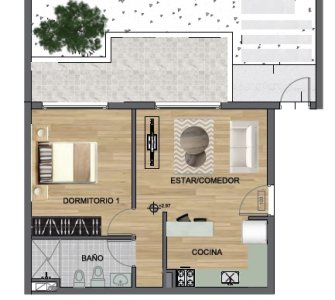 Venta Apartamento 1 dormitorio en zona Tres Cruces, Proyecto Grun