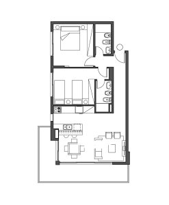 Apartamento de 2 dormitorios