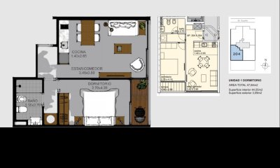 Apartamento en Venta en Edificio City Blanes Parque Rodo, de 1 dormitorio ideal para renta