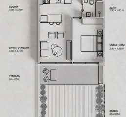 En venta apartamento de 1 dormitorio, con terraza en Punta del Este.