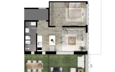 Se vende apartamento con partio de 1 dormitorio en Mansa, Punta del Este.