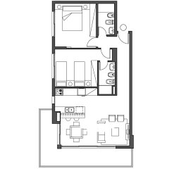 Apartamento de 2 dormitorios