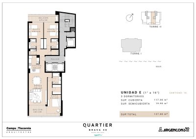 Piso alto con vista panoramica a pasos del mar, Playa Brava, Proyecto en construccion Quartier Brava 30 - NDM27330A