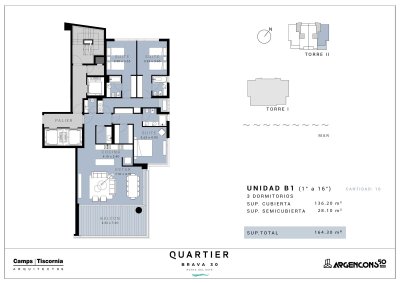 Piso alto con vista panoramica a pasos del mar, Playa Brava, Proyecto en construccion Quartier Brava 30 - NDM27330A