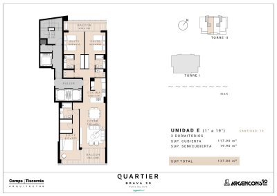 Piso alto con vista panoramica a pasos del mar, Playa Brava, Proyecto en construccion Quartier Brava 30 - NDM27330A