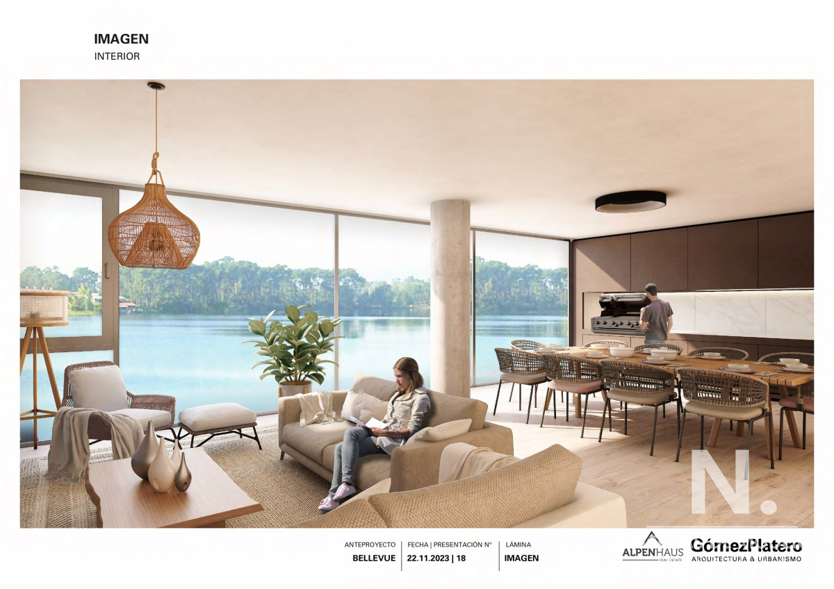 Apartamento de 3 Dormitorios frente al Lago. Ciudad de la Costa