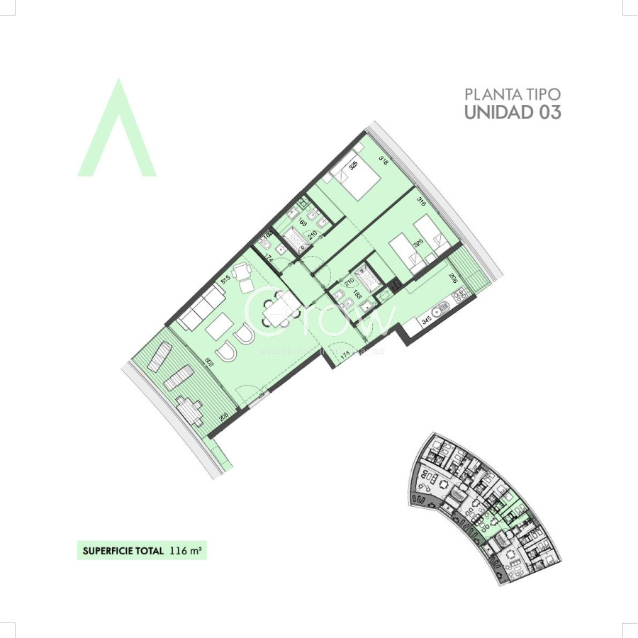Apartamento ID.3480 - 2 dormitorios en edificio moderno a pasos de mansa