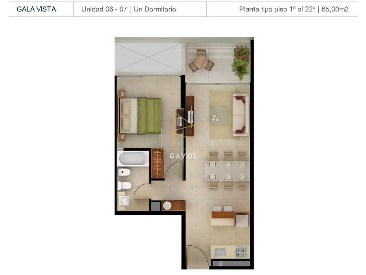 Apartamento ID.21 - Apartamento en alquiler en Edificio Gala Vista Av. Roosevelt Punta del Este, 1 dormitorio, 1 baños
