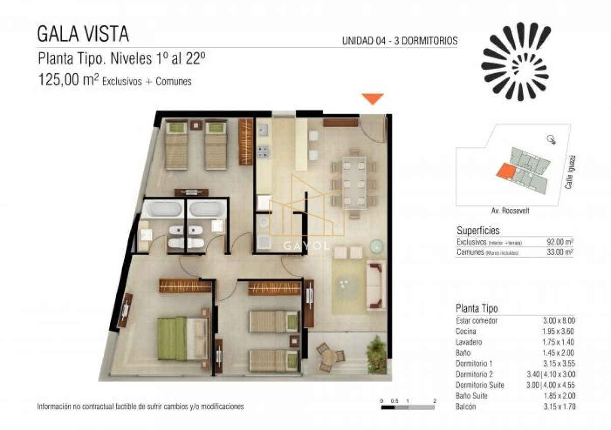 Apartamento ID.21 - Apartamento en alquiler en Edificio Gala Vista Av. Roosevelt Punta del Este, 1 dormitorio, 1 baños